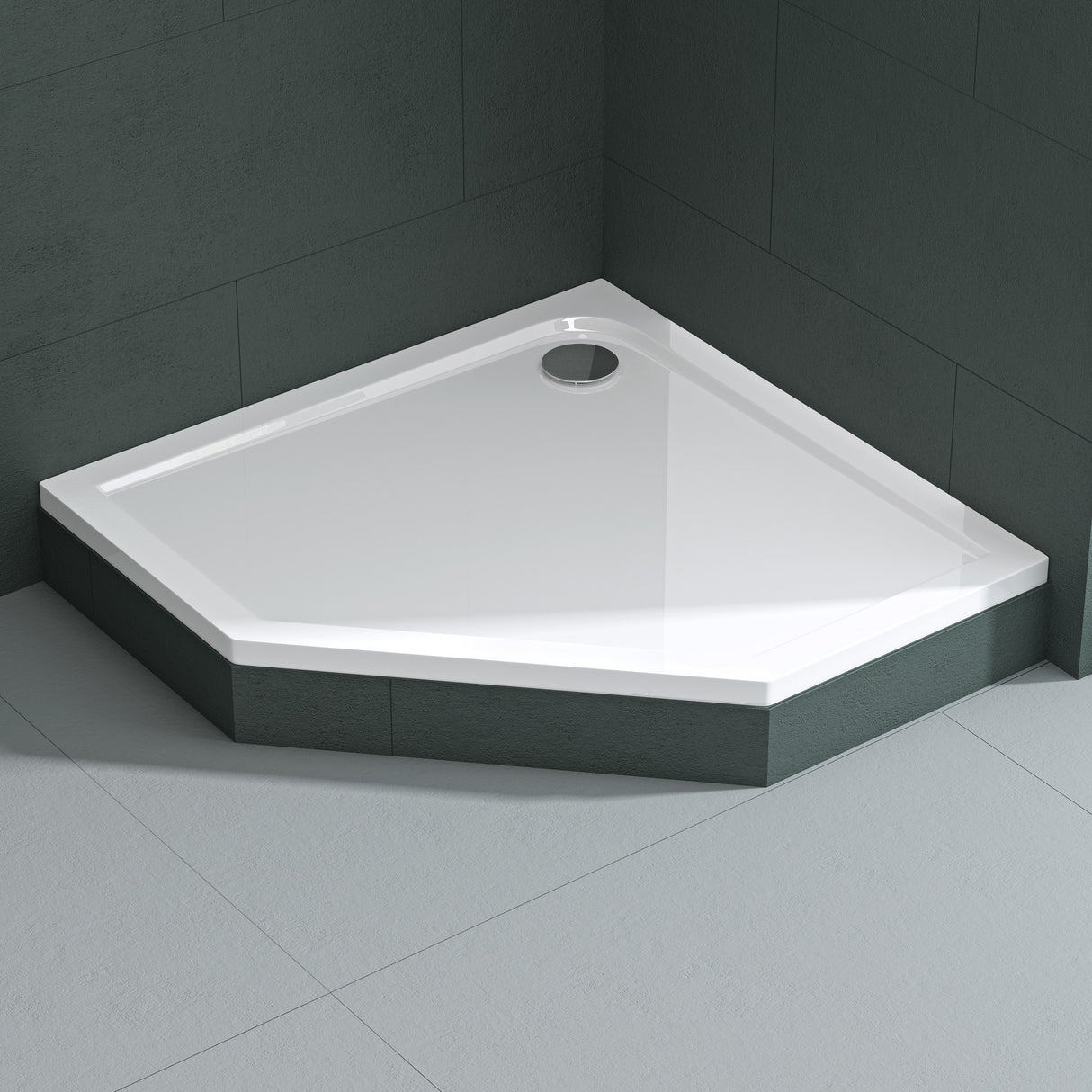 Receveur de douche Glasvilla en acrylique sanitaire, pentagonal Faro5