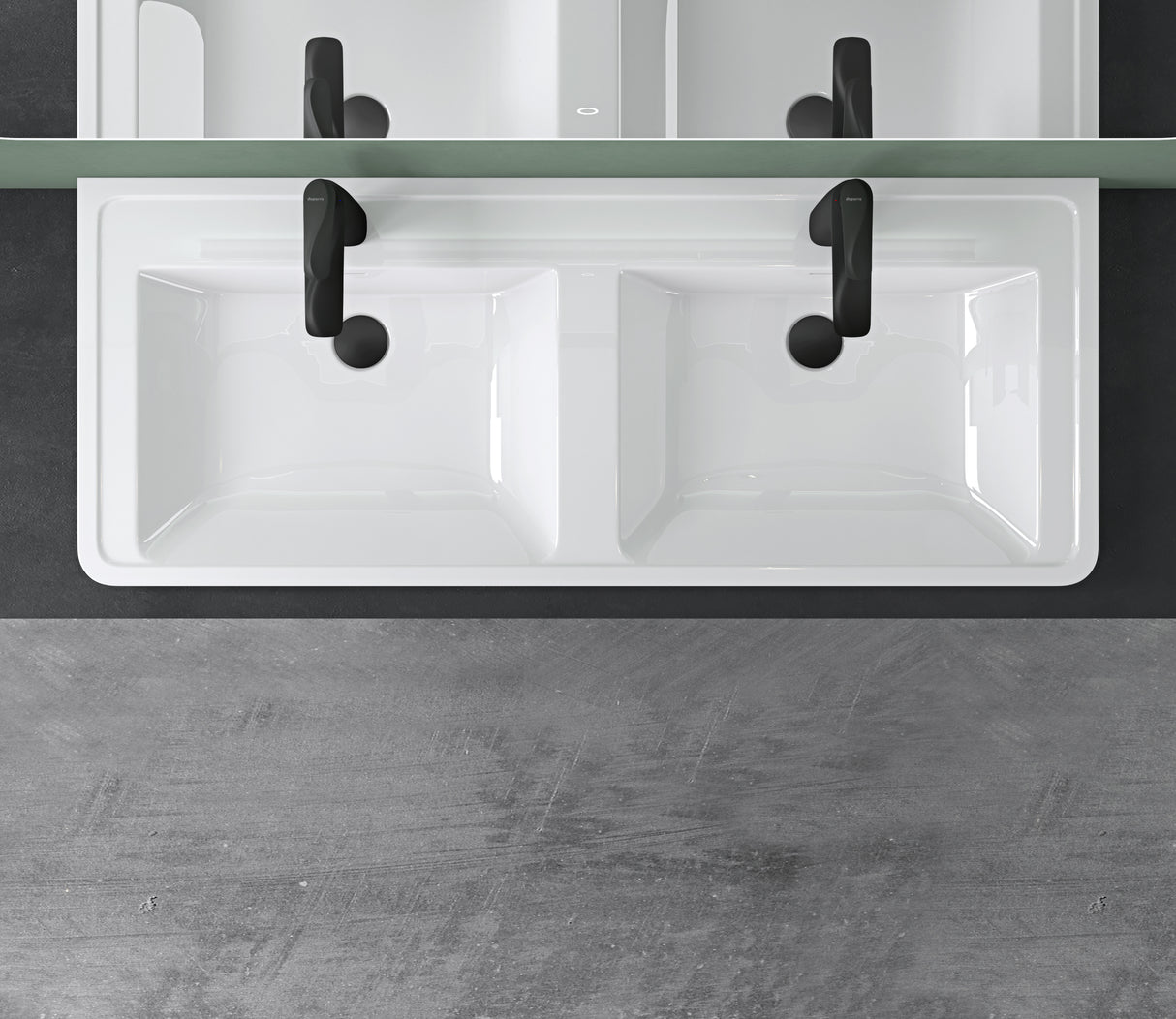 Lavabo Glasvilla, lavabo encastré, vasque rectangulaire en matériau minéral moulé avec trop-plein, Col8