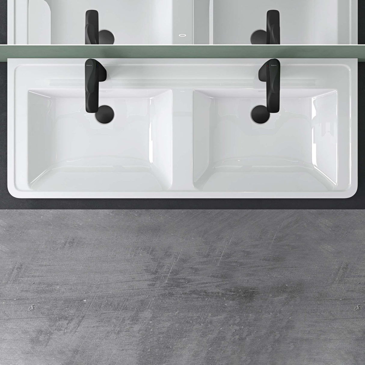 Lavabo Glasvilla, lavabo encastré, vasque rectangulaire en matériau minéral moulé avec trop-plein, Col8