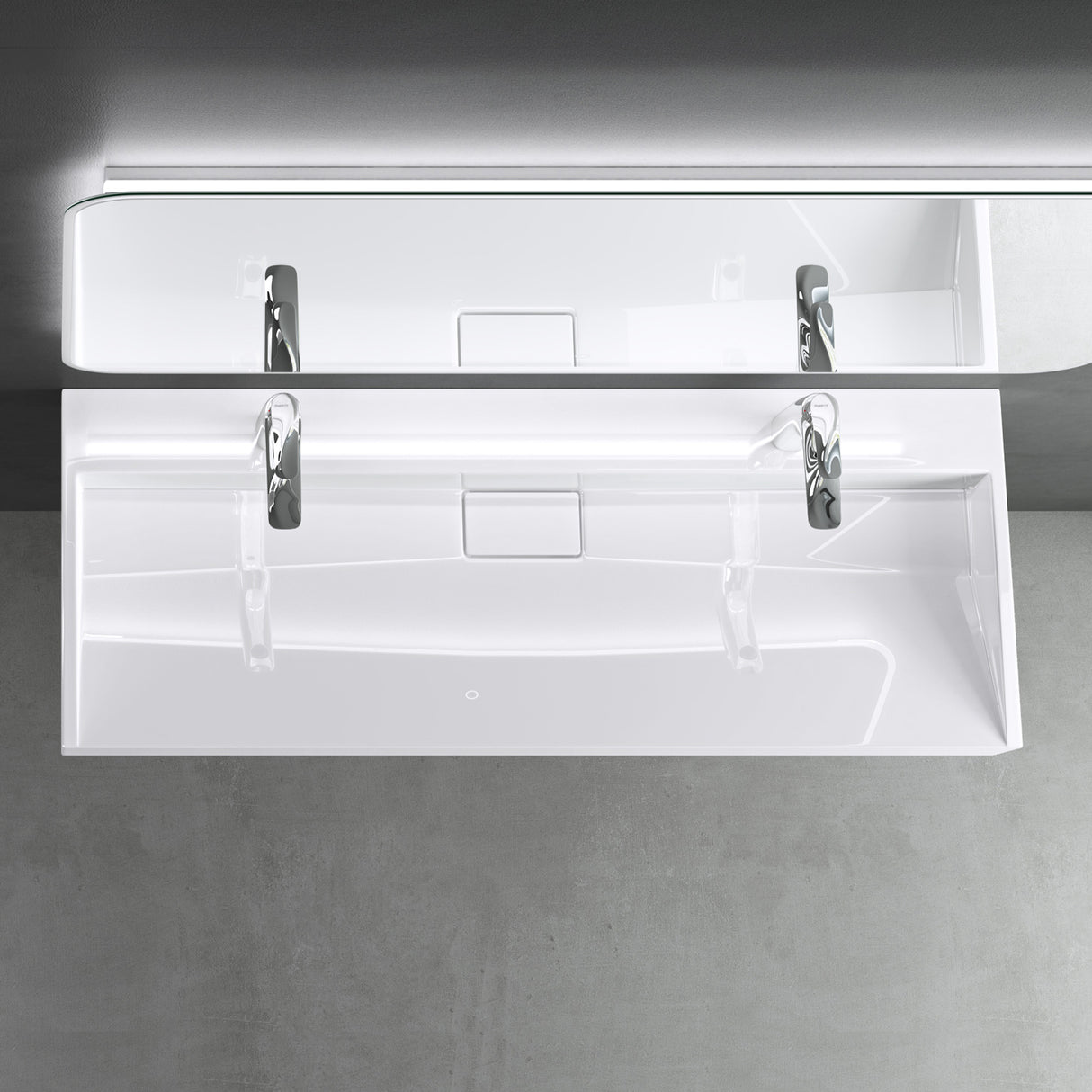 lavabo Glasvilla, lavabo à poser, lavabo suspendu, meuble vasque suspendu avec bonde, en fonte minérale, zone de vasque rectangulaire col19