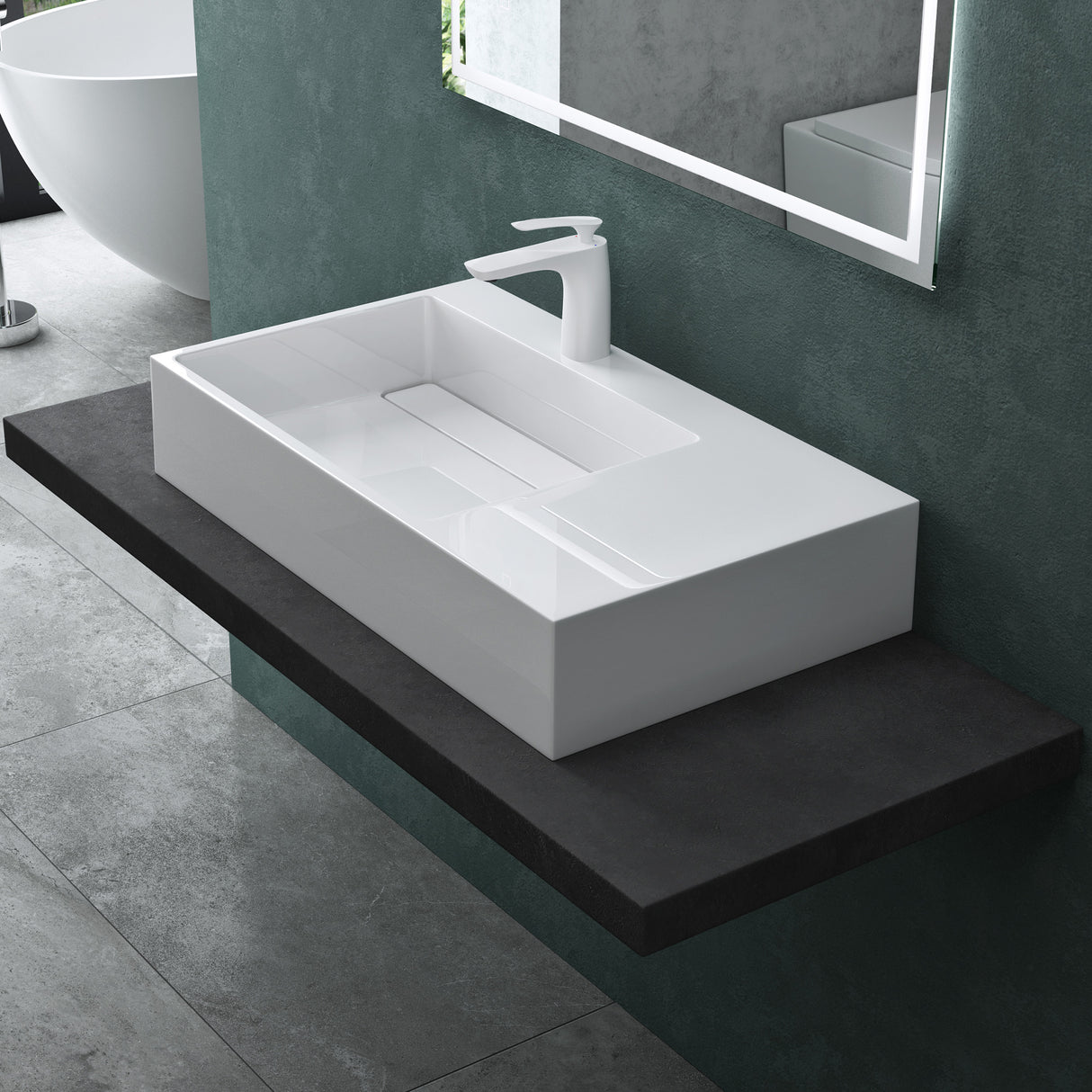 glasvilla Lavabo da Appoggio Lavandino Bagno Sospeso da Marmo Fuso Col12