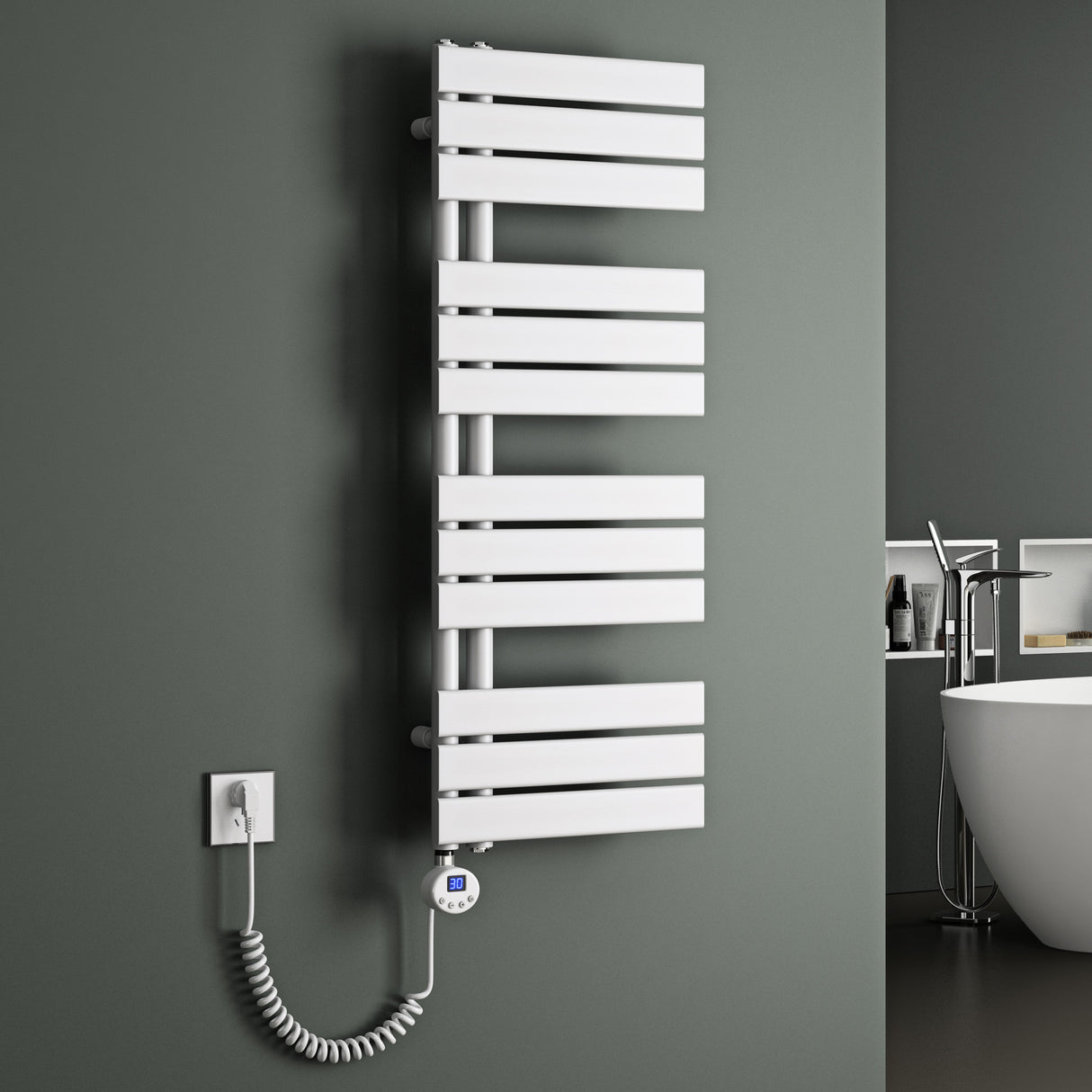 glasvilla Badheizkörper Elektrisch Seitenanschluss Handtuchheizkörper Handtuchhalter Handtuchwärmer Badheizung FN mit Heizstab 02