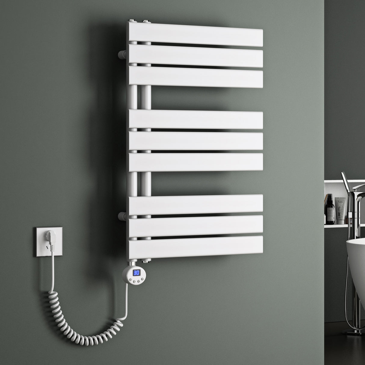 glasvilla Badheizkörper Elektrisch Seitenanschluss Handtuchheizkörper Handtuchhalter Handtuchwärmer Badheizung FN mit Heizstab 02