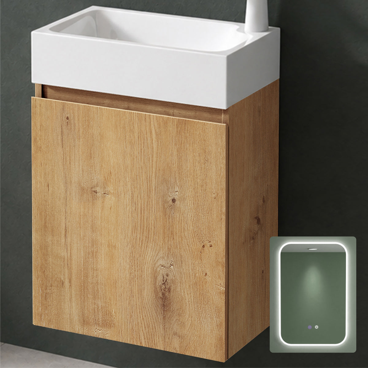 glasvilla Mobile Bagno Sospeso con Lavabo Bianco Mobiletto da Bagno 46x26x63cm Pisa02