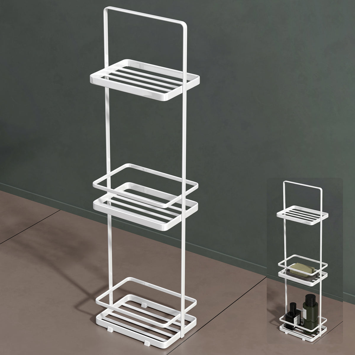 Estantería de baño Glasvilla Reglo-02, Estante de pie metálico de 3 niveles