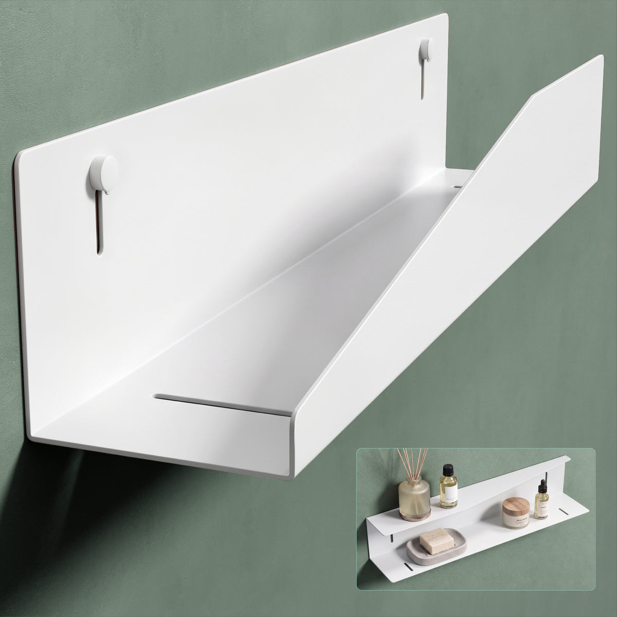 glasvilla Duschablage zum Bohren oder Kleben, Duschregal Badezimmerablage , Shampoo Halterung für Dusche, Badezimmer Organizer Reglo-15