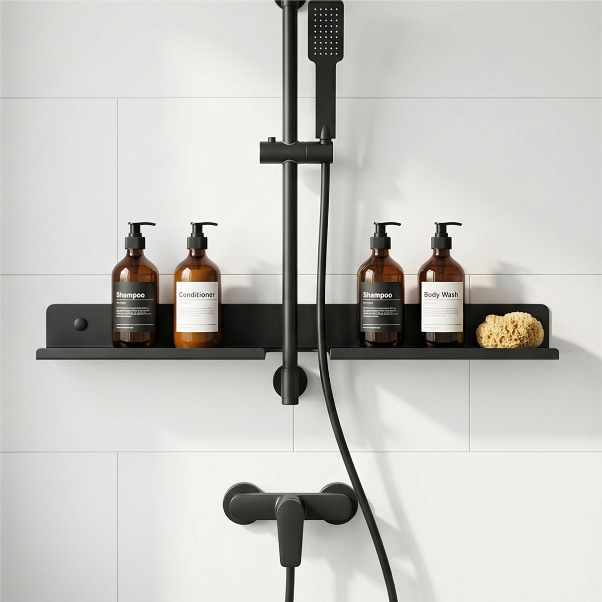Glasvilla Duschregal zum Bohren oder Kleben, Waschbeckenregal über Wasserhahn, Wandregal für Küche und Bad, Badezimmer Organizer Reglo-17