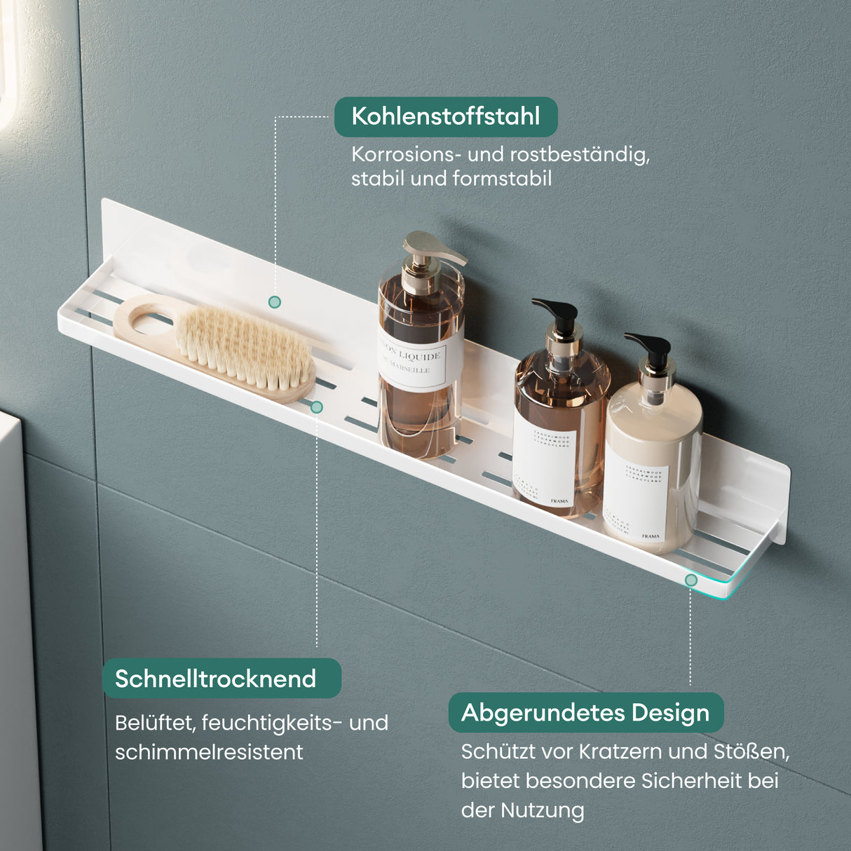 Estante de Ducha Glasvilla Reglo-01 Duschablage Magnética sin Taladro (60 cm)