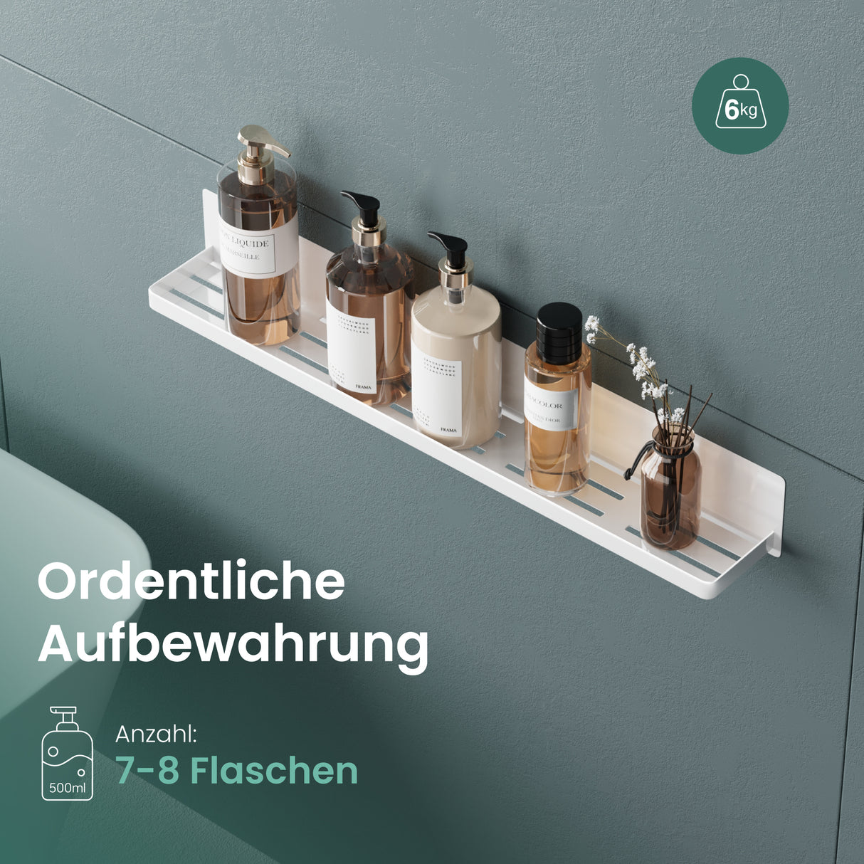 Estante de Ducha Glasvilla Reglo-01 Duschablage Magnética sin Taladro (60 cm)