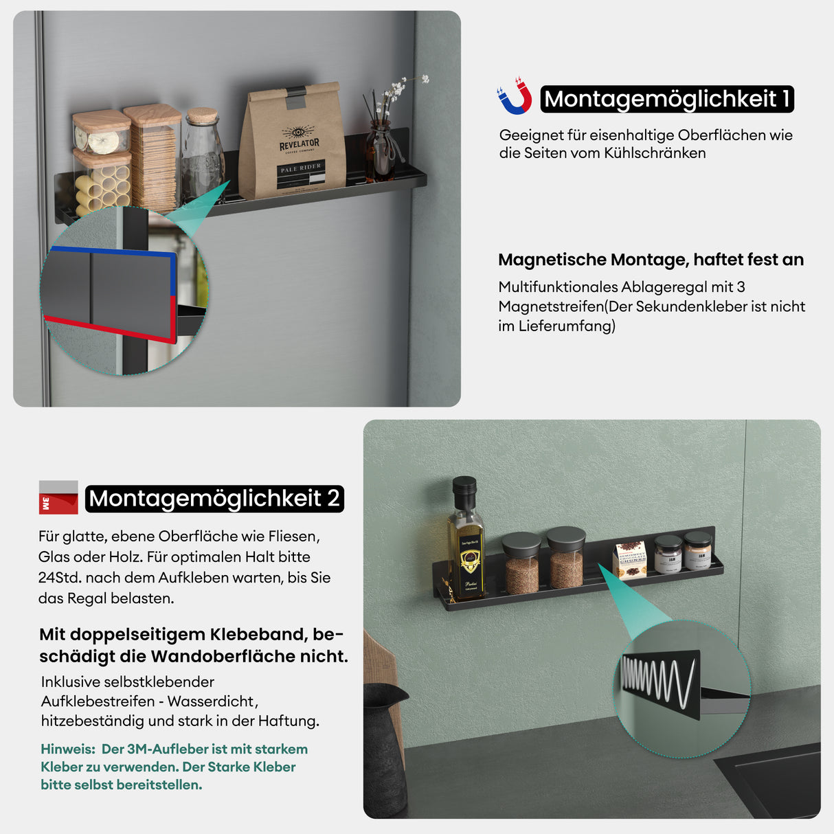 Estante de Ducha Glasvilla Reglo-01 Duschablage Magnética sin Taladro (60 cm)