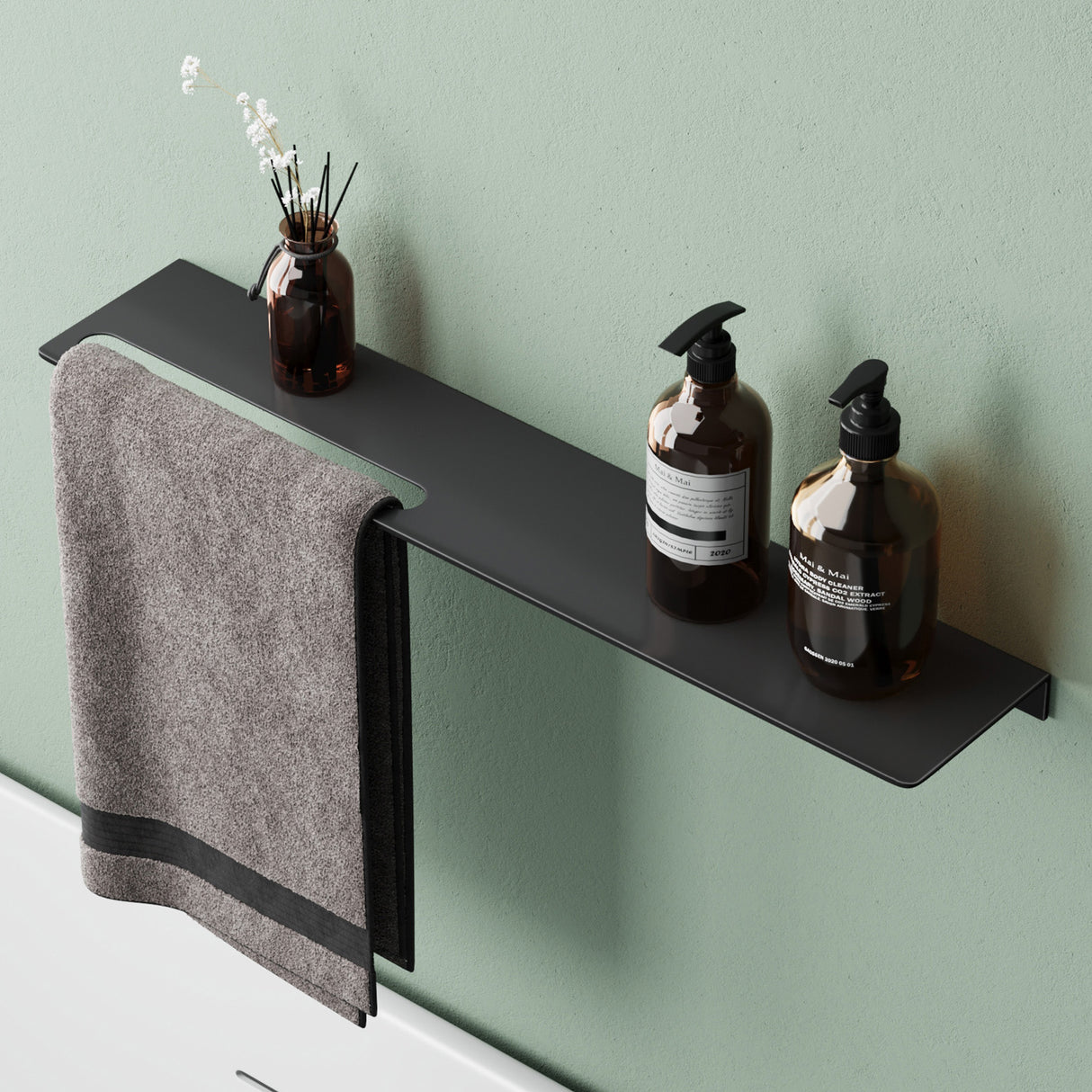 glasvolla Duschablage zum Bohren oder Kleben Duschregal Badablage aus Aluminium Badezimmerablage zur Wandmontage Badezimmer Organizer Reglo-06