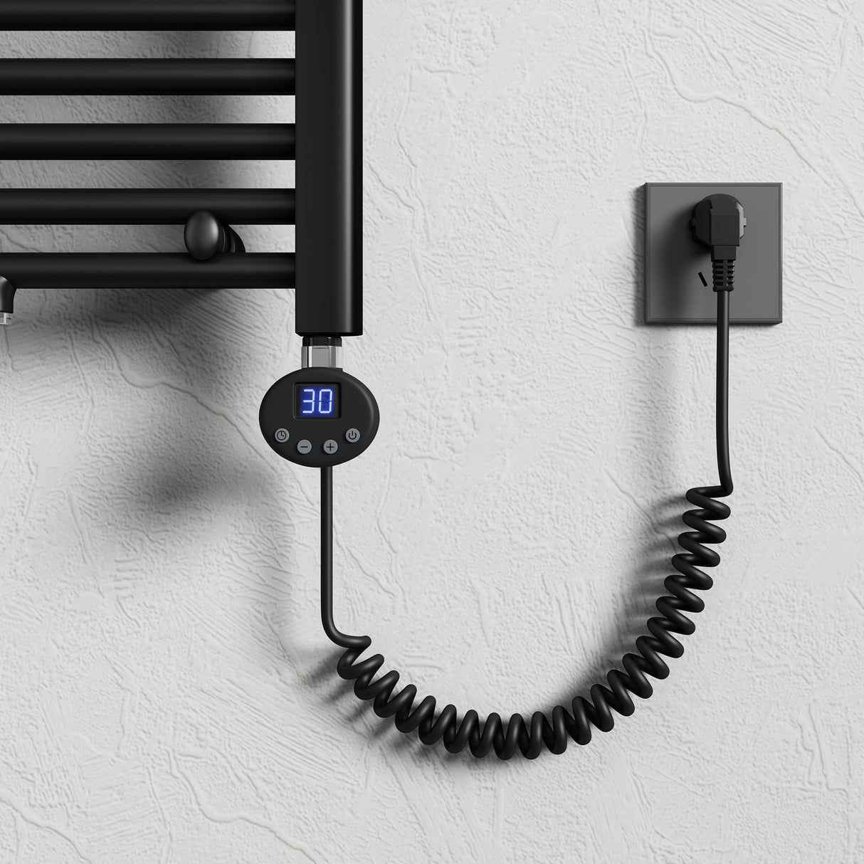 glasvilla Élément Chauffant avec Thermostat Électrique avec Écran LCD Cartouche Chauffante en Acier Inoxydable Élément Chauffant pour Radiateurs Sèche-Serviettes de Salle de Bain