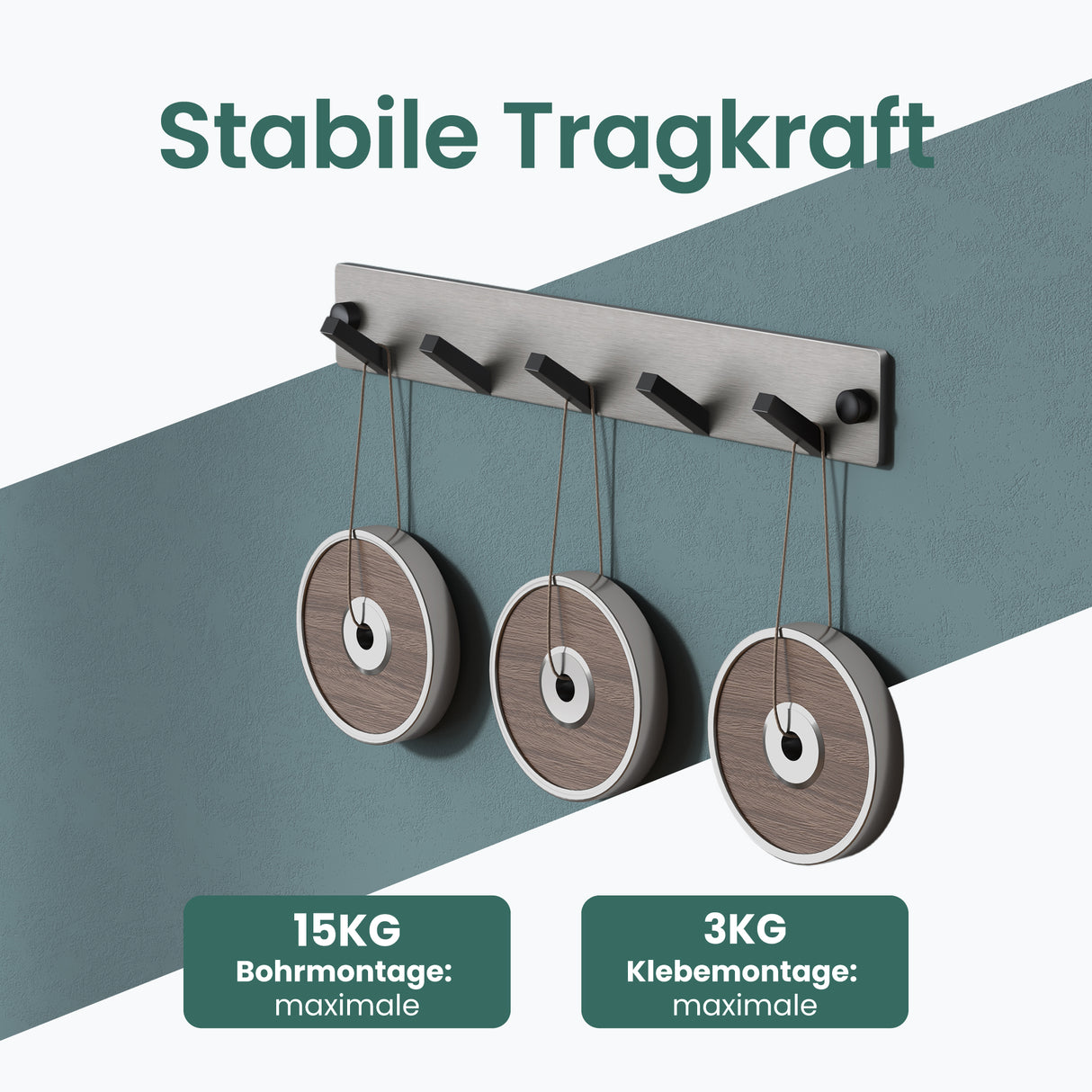 Porte-manteau mural Glasvilla, crochets muraux en aluminium, porte-manteau avec crochets pliables, tringle à vêtements, crochets pour vêtements Stalo-04+05