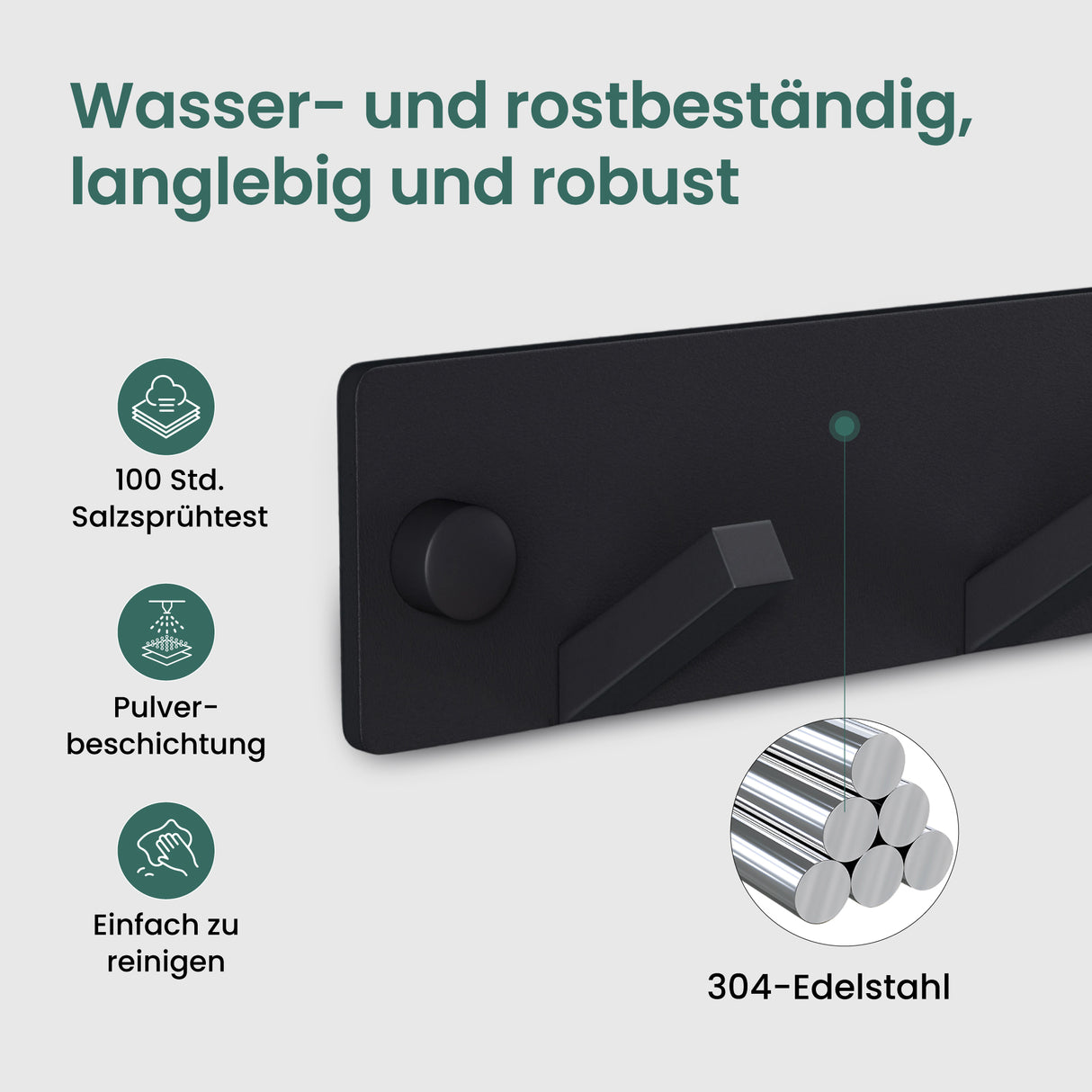 Porte-manteau mural Glasvilla, crochets muraux en aluminium, porte-manteau avec crochets pliables, tringle à vêtements, crochets pour vêtements Stalo-04+05