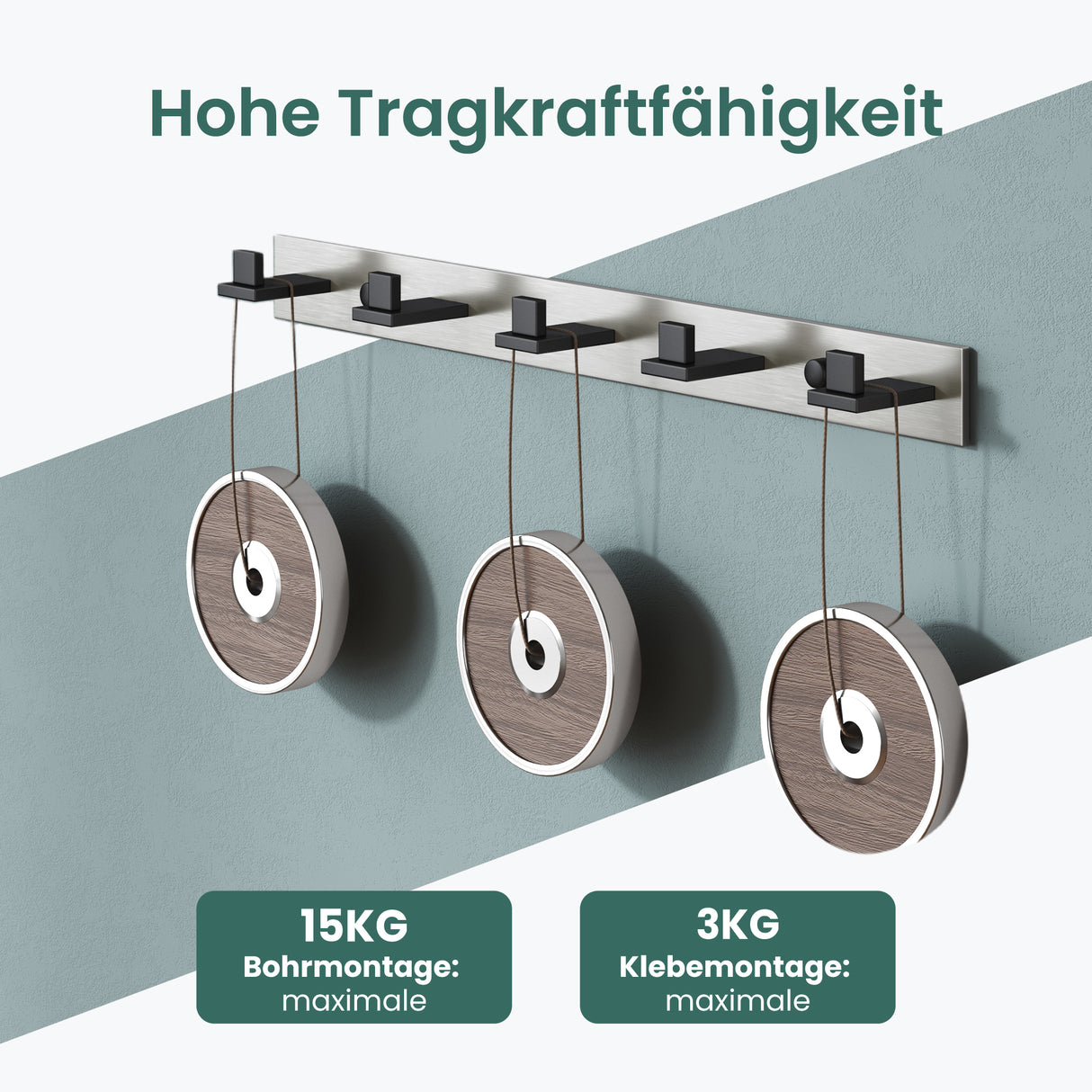 glasvilla Patères Porte-Manteau Mural Crochets Muraux en Acier Inoxydable à Manteaux Stalo-06+Stalo-07