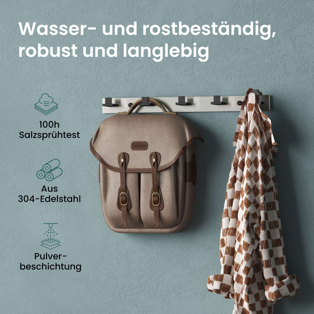 glasvilla Patères Porte-Manteau Mural Crochets Muraux en Acier Inoxydable à Manteaux Stalo-06+Stalo-07