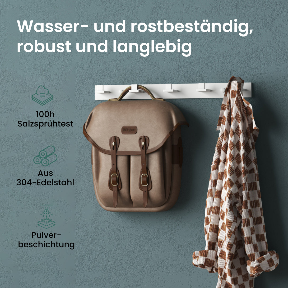 glasvilla Patères Porte-Manteau Mural Crochets Muraux en Acier Inoxydable à Manteaux Stalo-06+Stalo-07