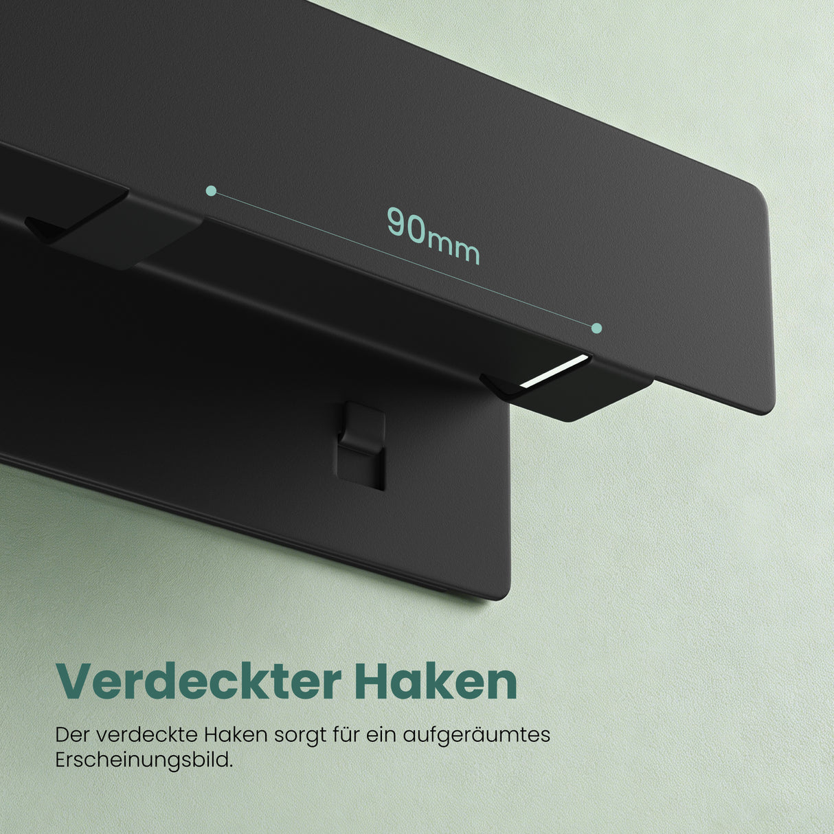 glasvilla Wandgarderobe mit Ablage und 8 Haken, Garderobenleiste mit versteckten Kleiderhaken, Kleiderstange Wandmontage Stalo-11