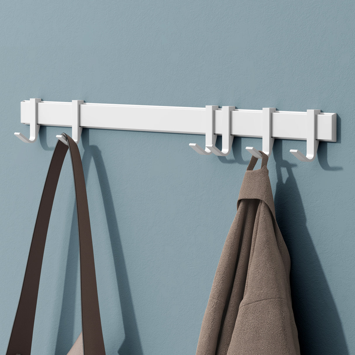 glasvilla Kleiderhaken zum Bohren oder Kleben, Garderobenleiste aus Aluminium, Garderobenhaken Wandhaken Stalo-12