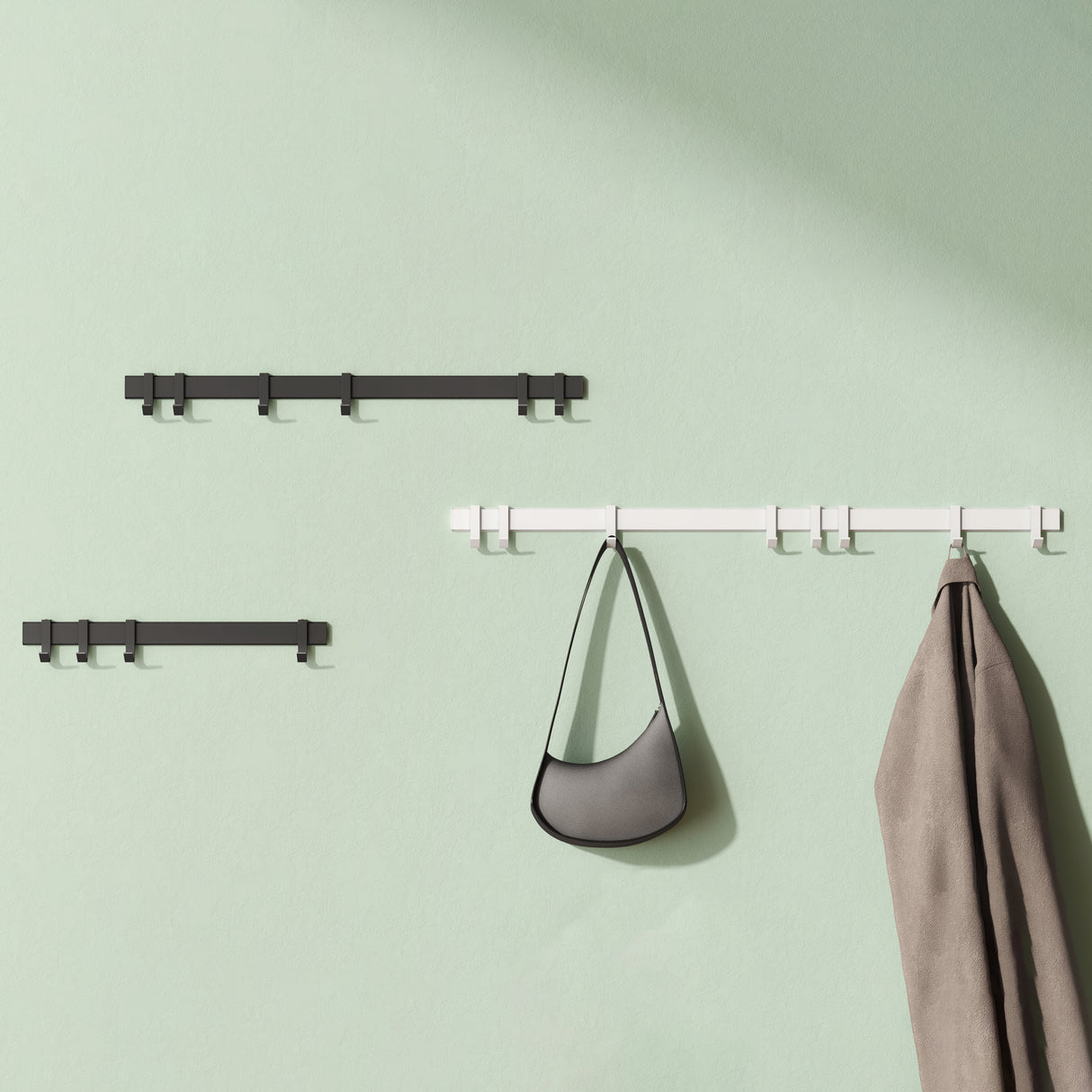 glasvilla Kleiderhaken zum Bohren oder Kleben, Garderobenleiste aus Aluminium, Garderobenhaken Wandhaken Stalo-12