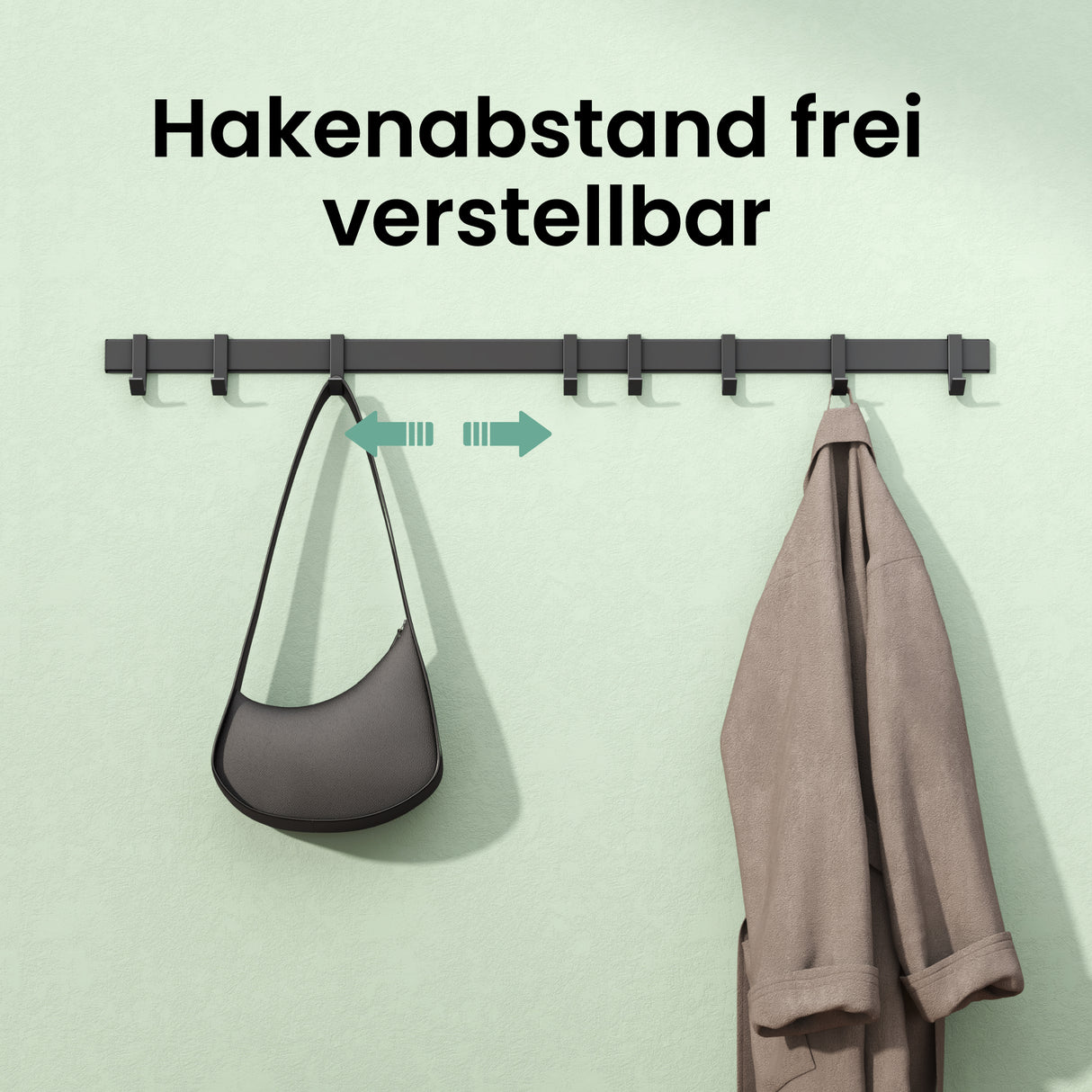 glasvilla Kleiderhaken zum Bohren oder Kleben, Garderobenleiste aus Aluminium, Garderobenhaken Wandhaken Stalo-12