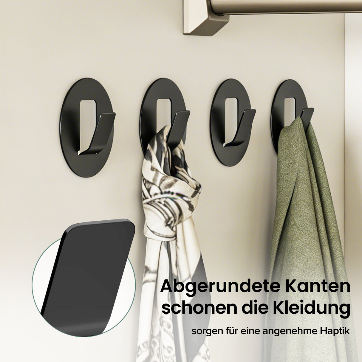 glasvilla Kleiderhaken 4 Stück Wandgarderobe Wandhaken aus Aluminiumlegierung Garderobenleiste Garderobenhaken Stalo-16