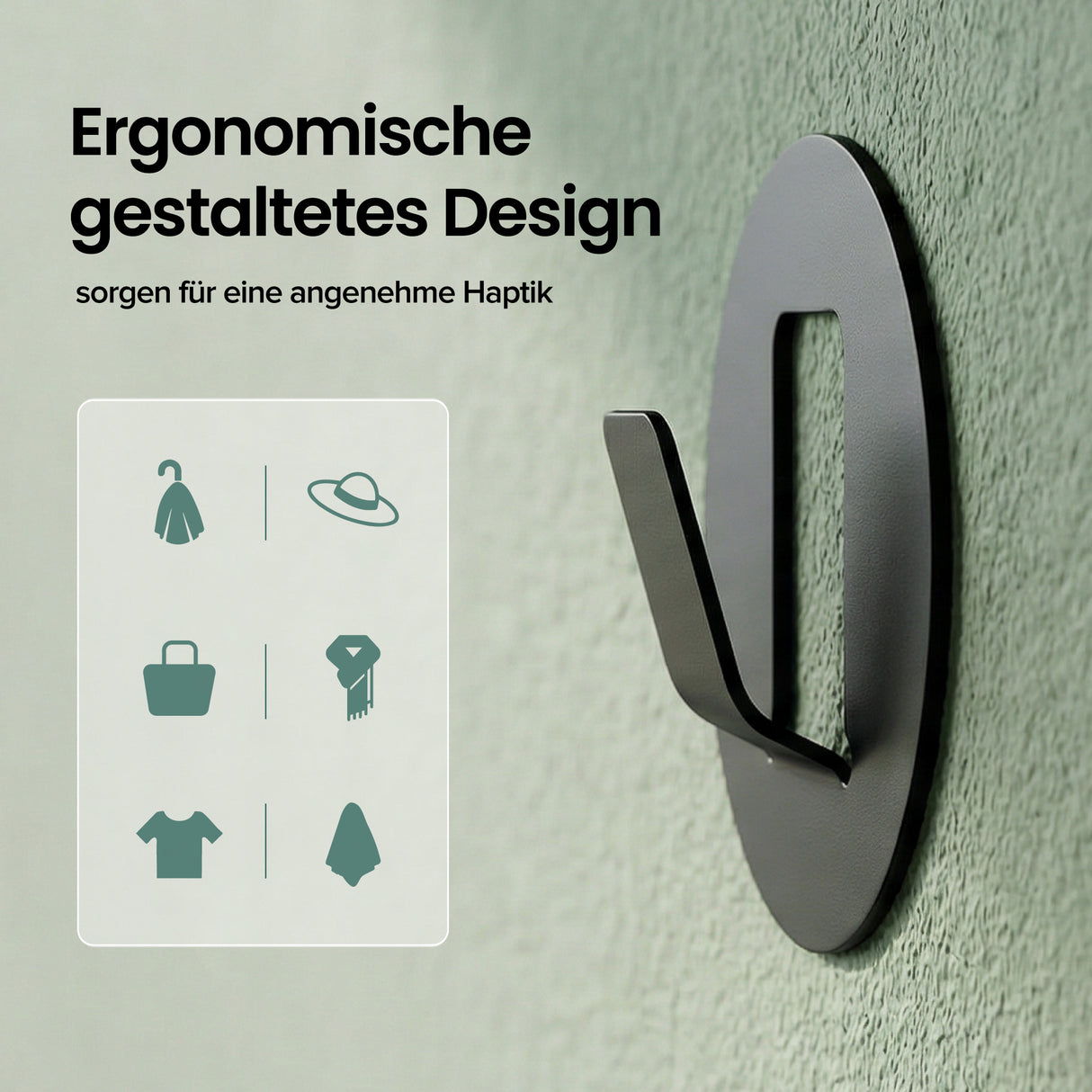 glasvilla Kleiderhaken 4 Stück Wandgarderobe Wandhaken aus Aluminiumlegierung Garderobenleiste Garderobenhaken Stalo-16