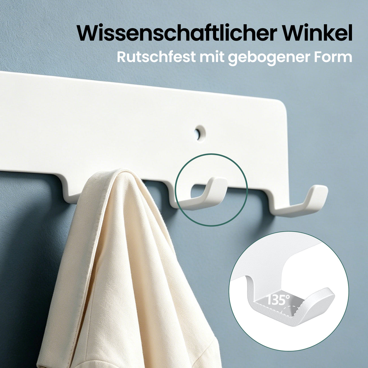 glasvilla Kleiderhaken Garderobenhaken zum Bohren oder Kleben, Wandhaken mit 7 Haken, Garderobenleiste Wandgarderobe Stalo-17