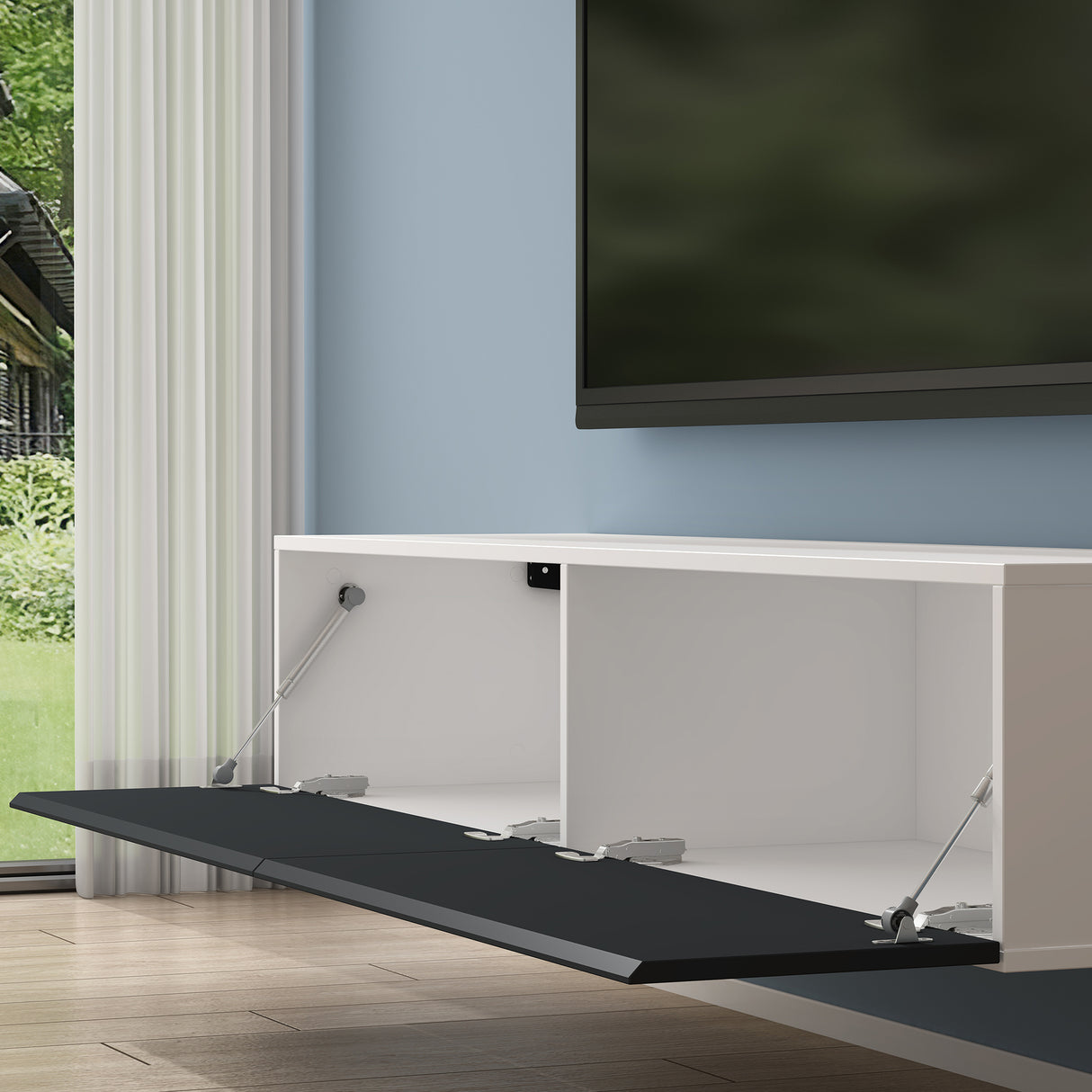 glasvilla mesa de televisión mueble de televisión armario con asa oculta y cierre suave mueble bajo armario colgante para sala de estar mueble de televisión02