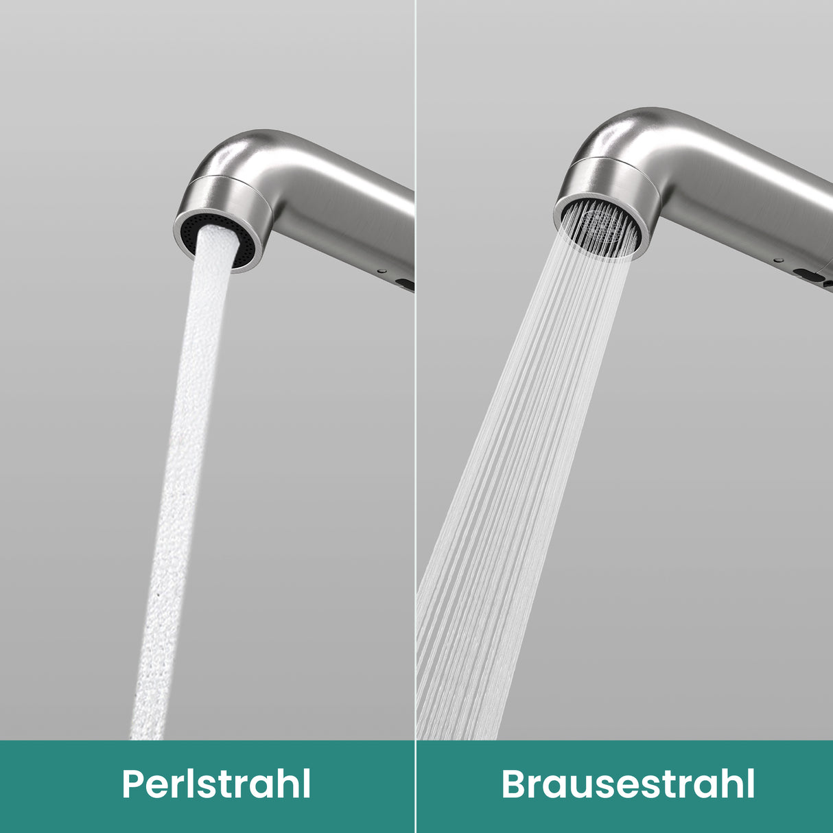glasvilla Wasserhahn Küche Küchenarmatur mit Brause Ausziehbar, Küchenwasserhahn 360°Schwenkbar, Mischbatterie Spültischarmatur aus Edelstahl Turnix-04