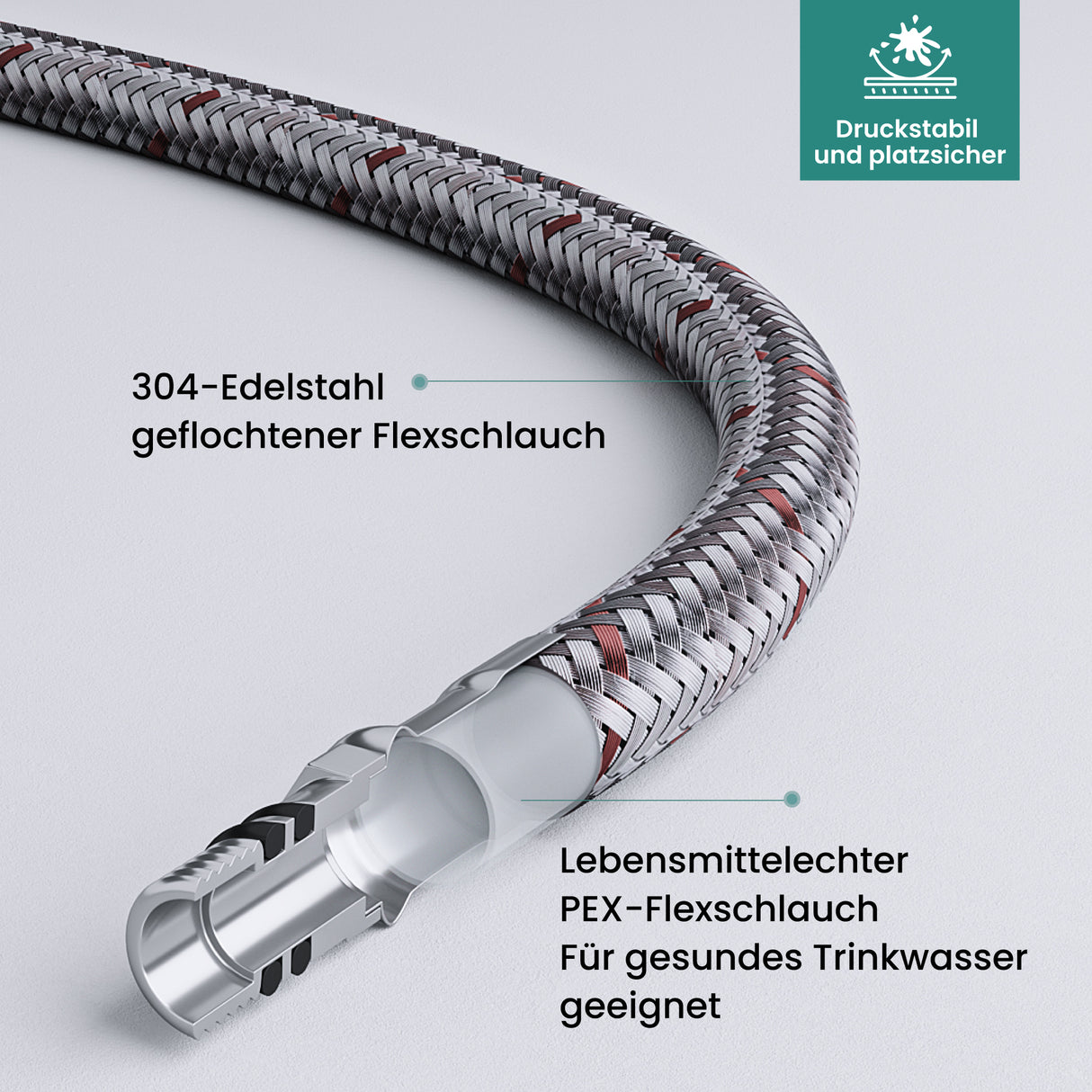 glasvilla Wasserhahn Küche Küchenarmatur mit Brause Ausziehbar, Küchenwasserhahn 360°Schwenkbar, Mischbatterie Spültischarmatur aus Edelstahl Turnix-04
