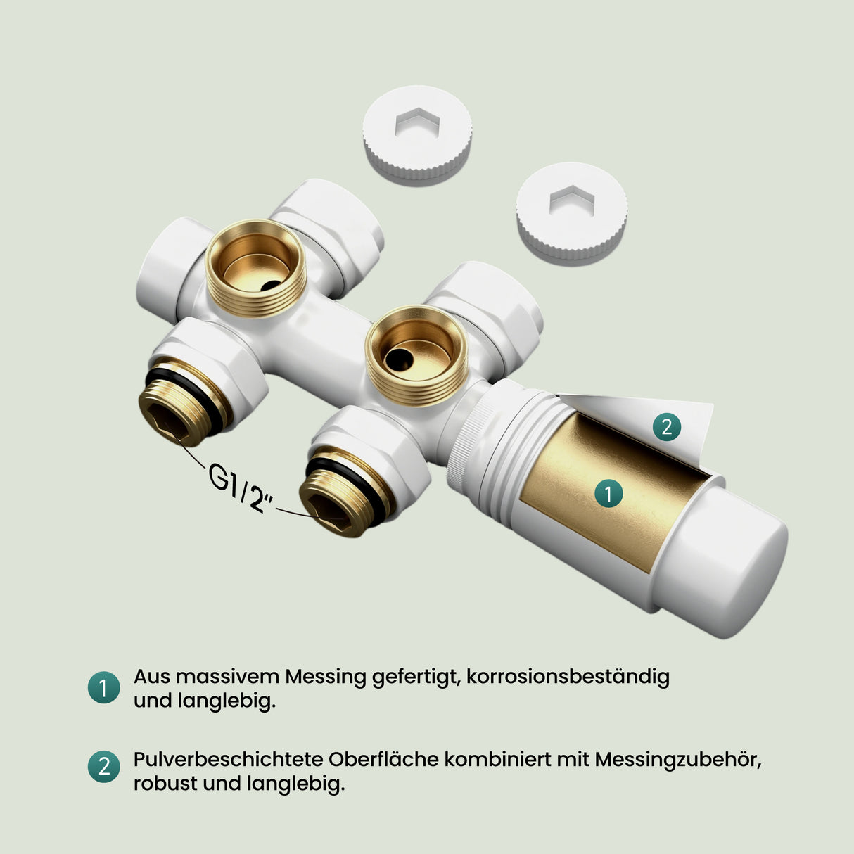 Glasvilla Design – Válvula termostática para radiador con regulador de temperatura (6°–28°C)