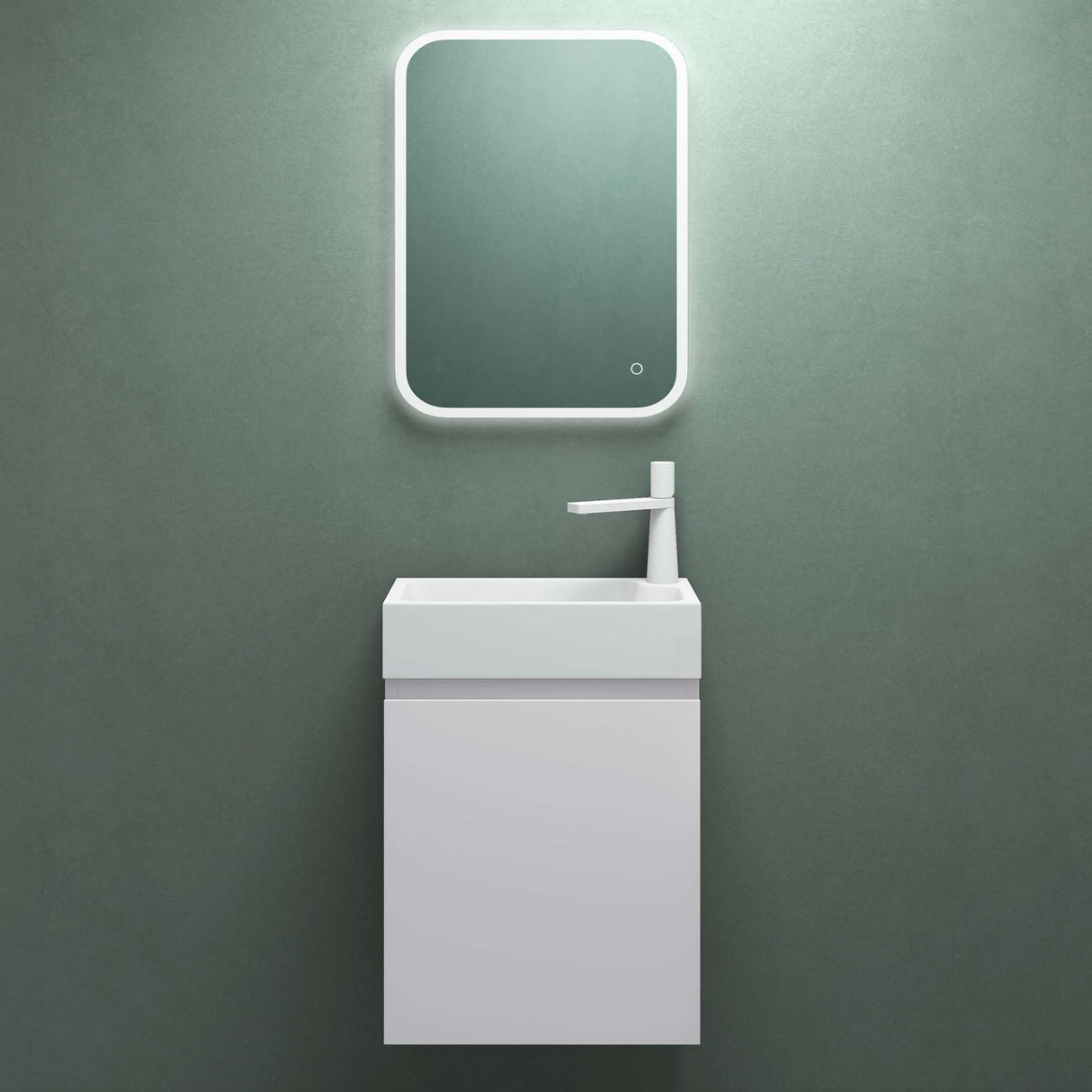 glasvilla Mobile Bagno Sospeso con Lavabo Bianco Mobiletto da Bagno 46x26x63cm Pisa02