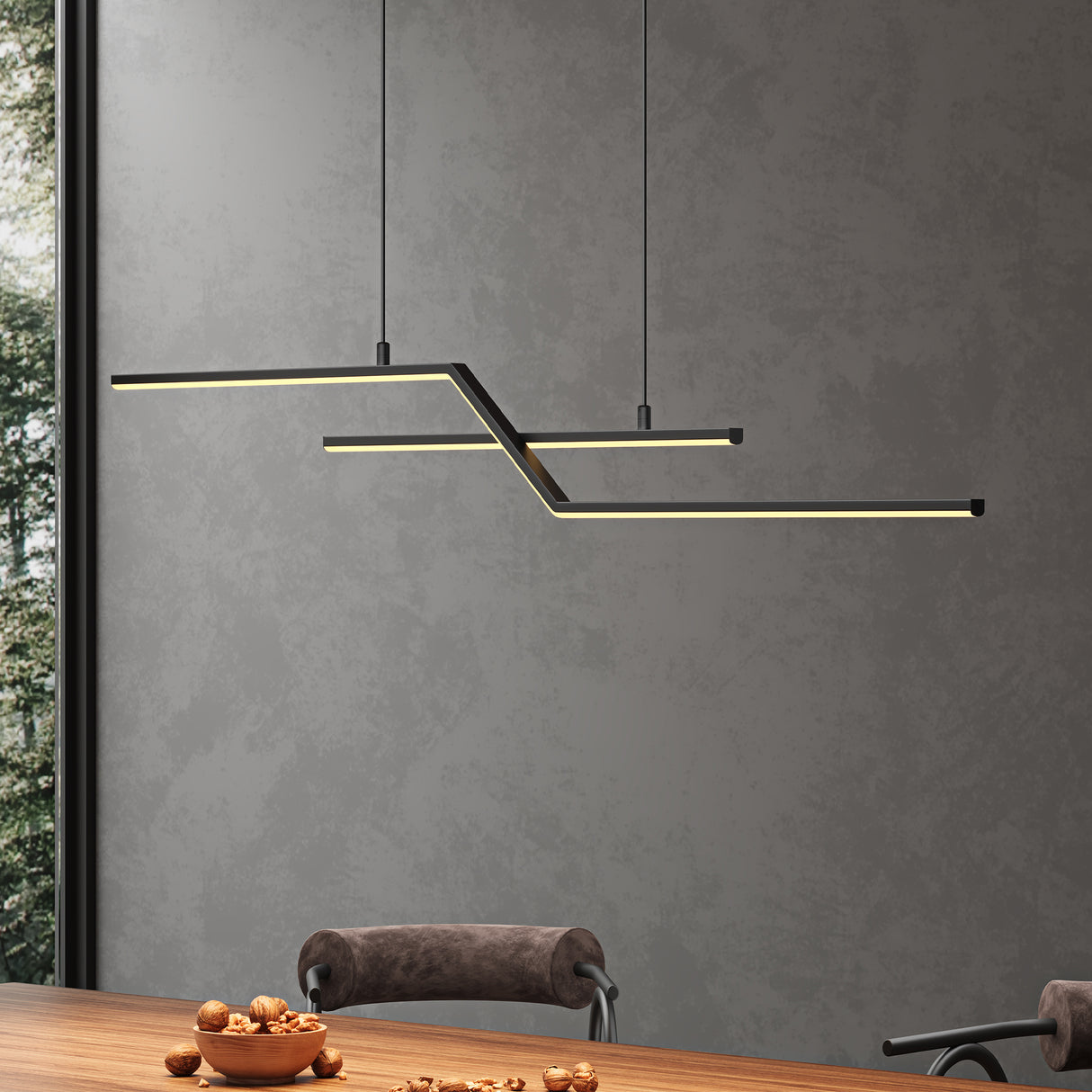 Suspension Glasvilla 105 cm, lampe LED suspendue au design linéaire, 3000K/4000K/6000K, câble réglable, 18 W, idéale pour salle à manger, salon ou chambre.