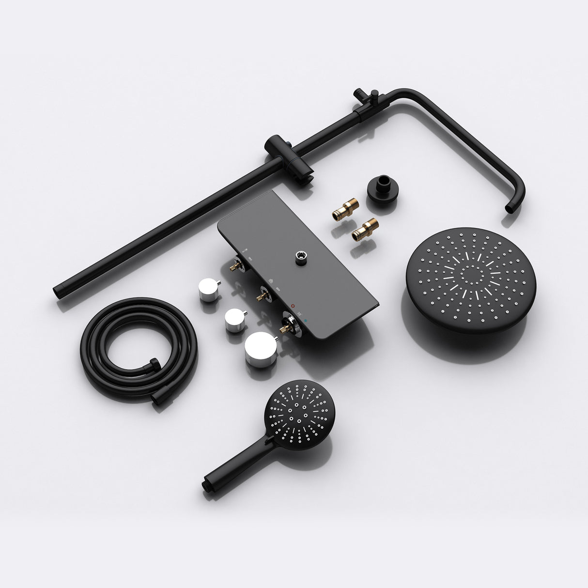 Système de douche Glasvilla avec douchette et pommeau de douche, douche de pluie, kit de fixation murale