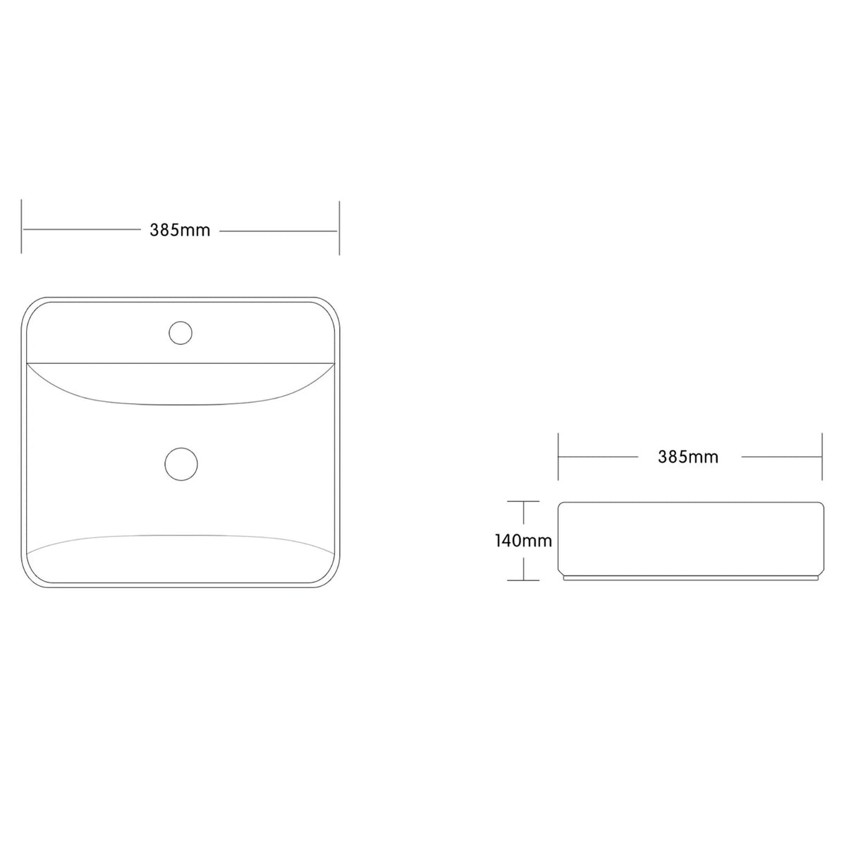 glasvilla Aufsatzwaschbecken eckig Waschschale Waschbecken aus Keramik Weiß mit Armaturloch Brüssel107