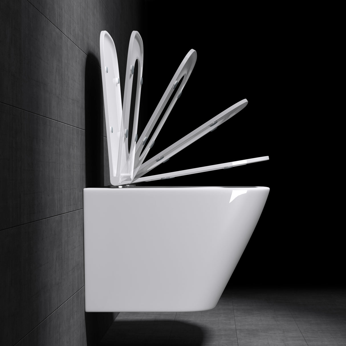 glasvilla Spülrandlos Wand WC negro Hänge WC + asiento de WC (con Softclose) A112 NUEVO!!!