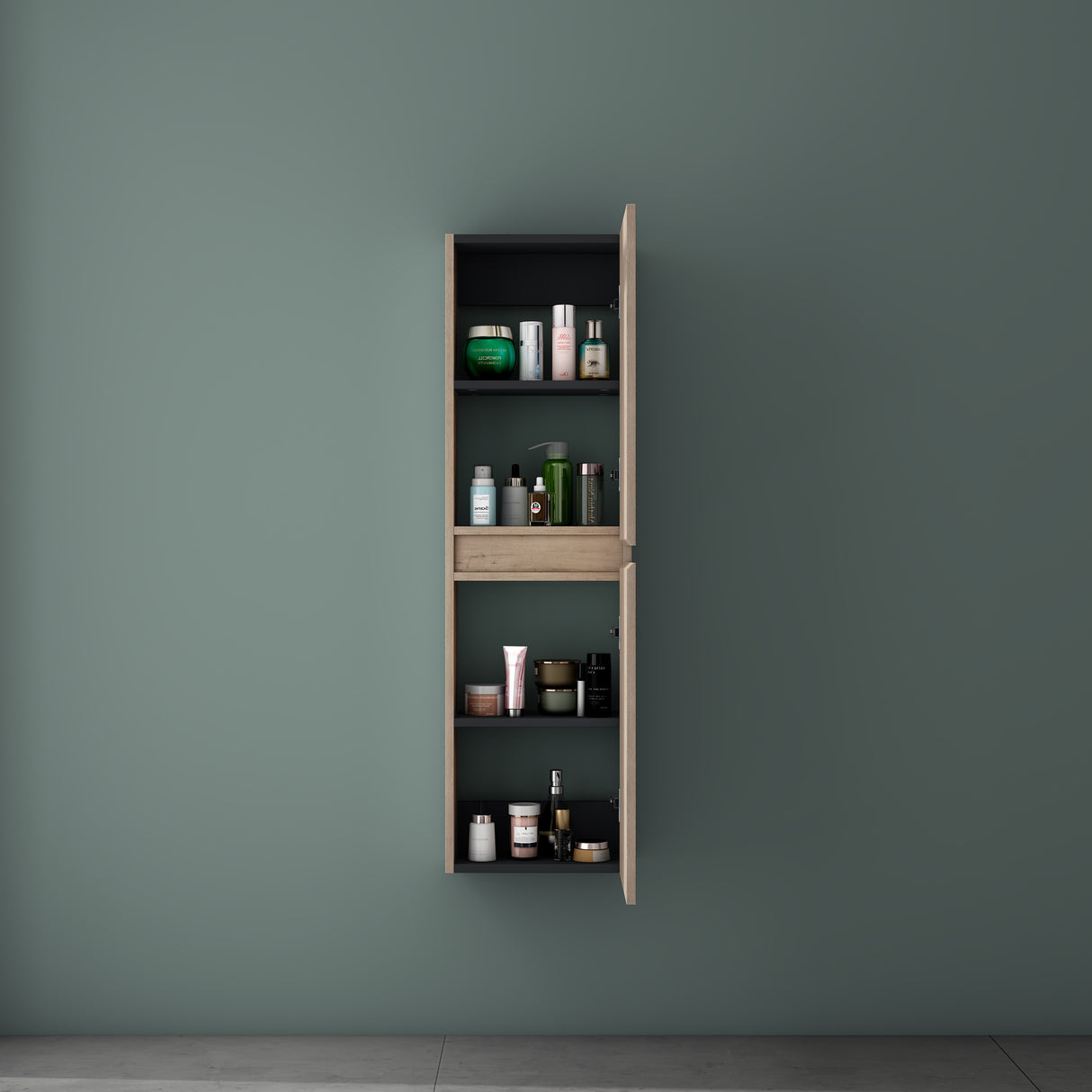 glasvilla Armadio Colonna Bagno con 2 Ante e 4 Vani, Mobile Bagno Alto Multiuso 35x20x120cm Mobiletto da Bagno Verona