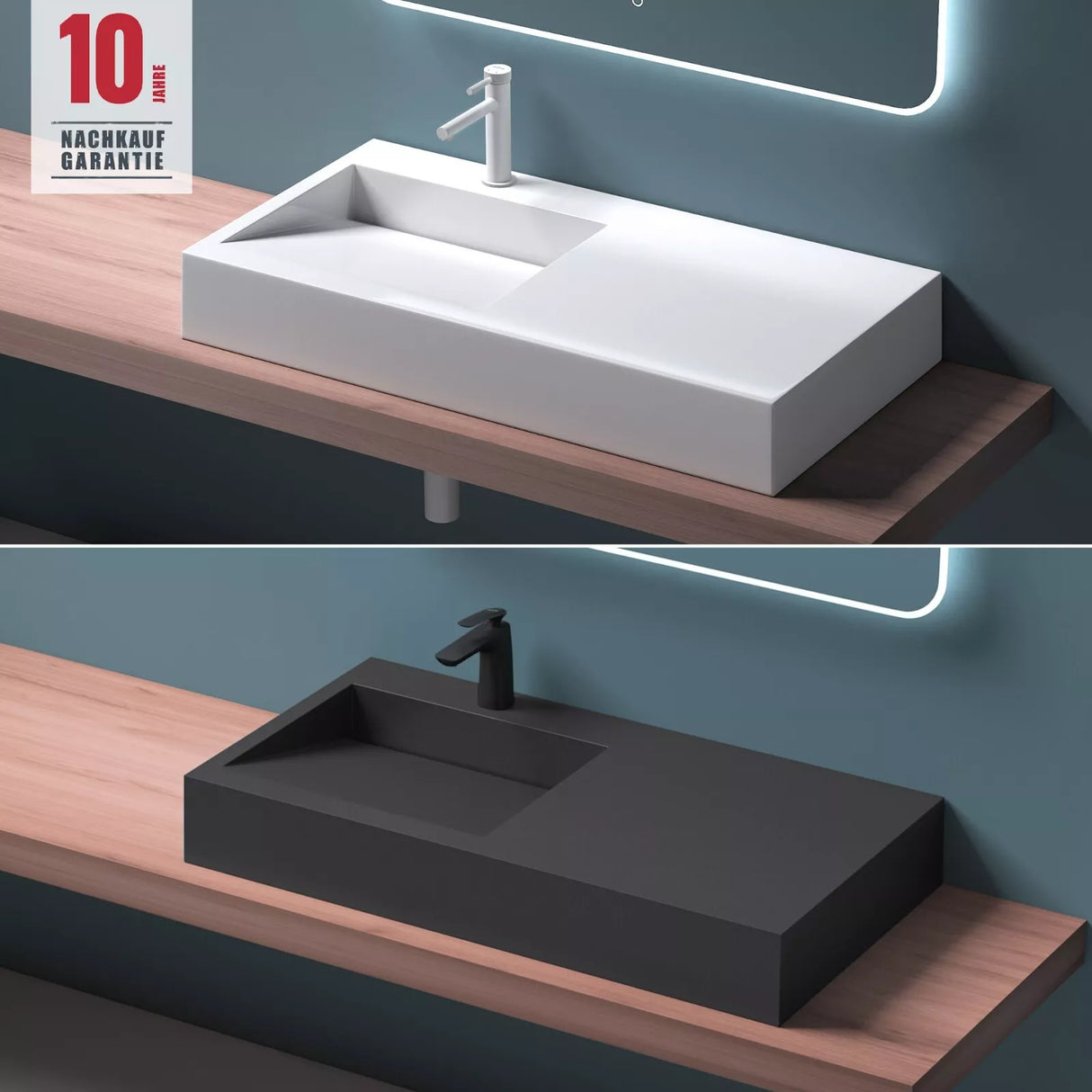 glasvilla Lavabo da Appoggio da Marmo Fuso Lavabo Bagno Sospeso Lavandino Bagno Rettangolare Col11
