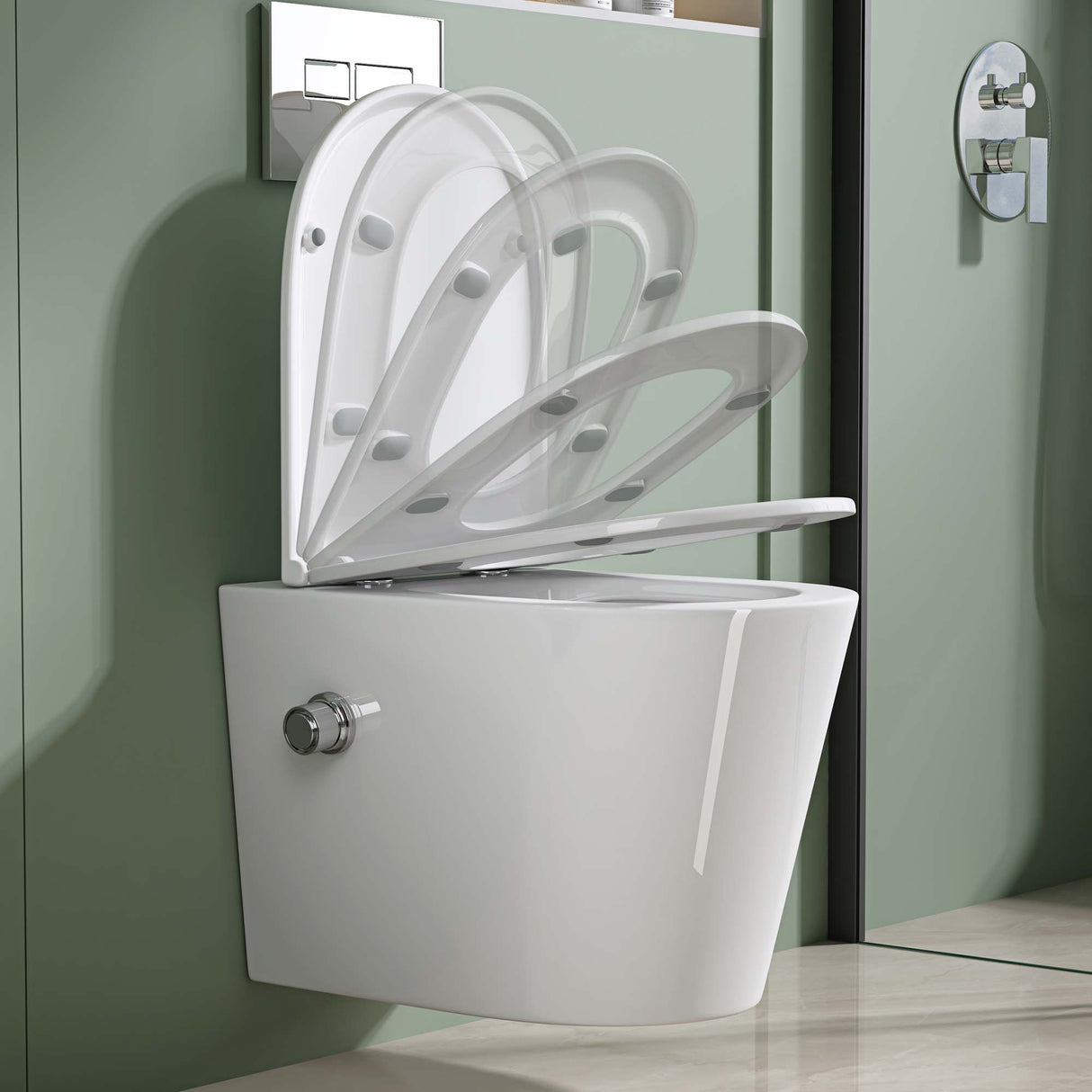 glasvilla Hänge WC Toilette Wand-WC Spülrandlos Blanco de Cerámica Montaje en Pared con Absenkautomatik Aachen601