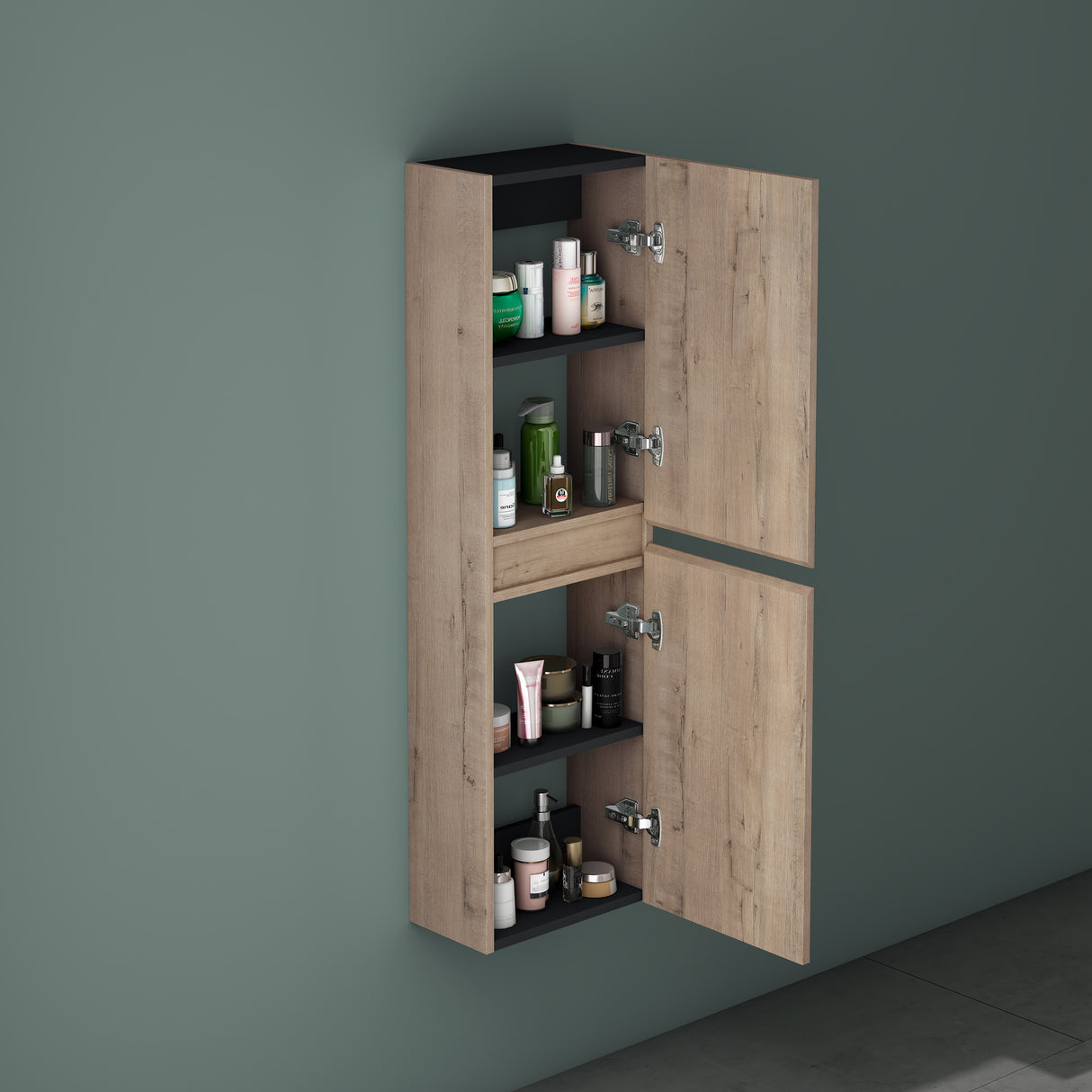 glasvilla Armadio Colonna Bagno con 2 Ante e 4 Vani, Mobile Bagno Alto Multiuso 35x20x120cm Mobiletto da Bagno Verona