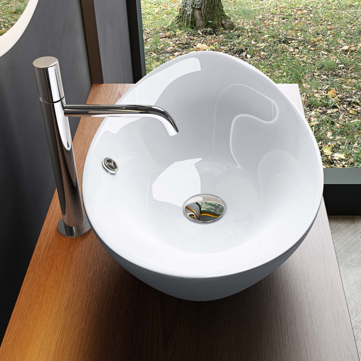 Vasque à poser ovale Glasvilla en céramique 59 x 38 cm, avec revêtement nano, réf. Br818