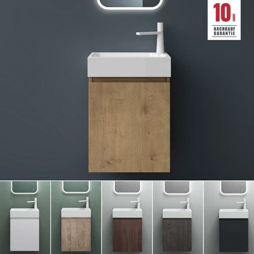 glasvilla Mobile Bagno Sospeso con Lavabo Bianco Mobiletto da Bagno 46x26x63cm Pisa02