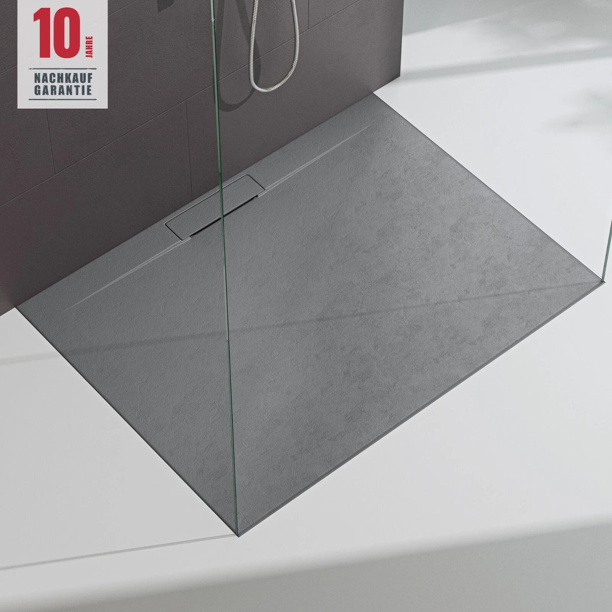 glasvilla Piatto Doccia in Pietra Artificiale Piatto Doccia per Box Doccia Forma: Rettangolare, Grigio Cemento Lyra