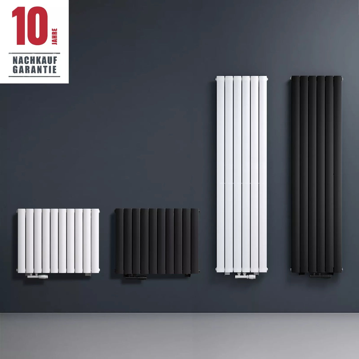 radiador plano Glasvilla con conexión central y conexión lateral, radiador de panel, calefacción de baño, de una capa de acero FV