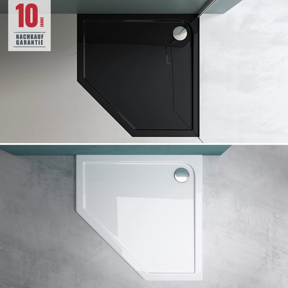 Receveur de douche Glasvilla en acrylique sanitaire, pentagonal Faro5