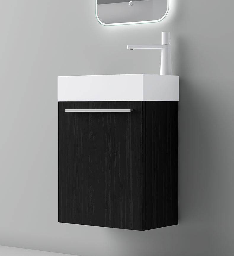 glasvilla Ensemble de Meubles de Salle de Bain Petit Meuble Sous-Vasque 46 cm Meuble Bas avec Vasque Blanche en Solid Surface pour WC Invités Pisa