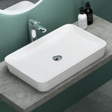 Vasque Glasvilla, vasque à poser en matériau minéral moulé, meuble-lavabo avec raccords DIN standard Col815