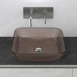 Lavabo en verre à poser Glasvilla, vasque rectangulaire, dimensions L x P x H : 40 x 40 x 11 cm (Minerva03)