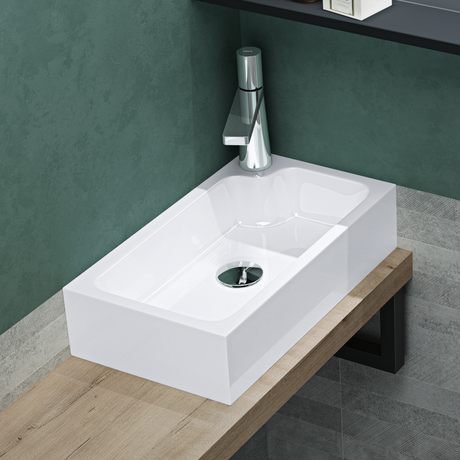Lavabo de Invitados Glasvilla Col101  Mineral Cast Compacto con Orificio para Grifo (46 cm)